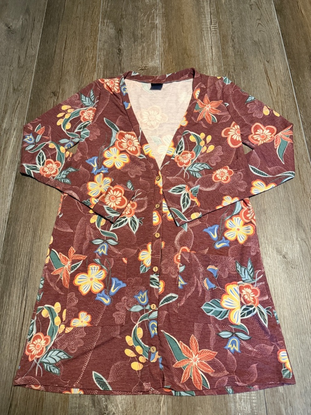 Women’s Agnes & Dora Burgundy Floral Cardigan
